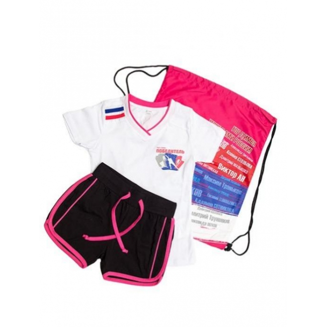 Спортивный комплект для девочки (шорты+футболка + мешокдля формы jerry joy (tom & jerry) артикул s001