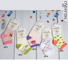 Детские хлопковые носки с рисунком для девочек milanko  артикул in-165-1
